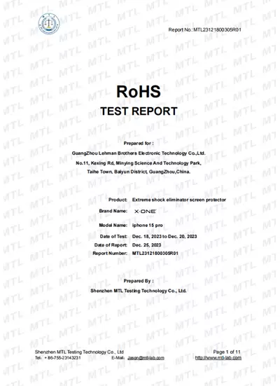 INFORME DE PRUEBA RoHS