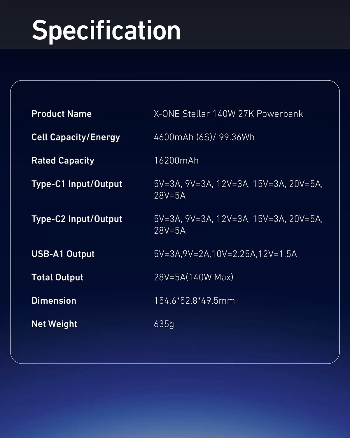 Bater&iacute;a externa estelar de 140 W y 27600 mAh