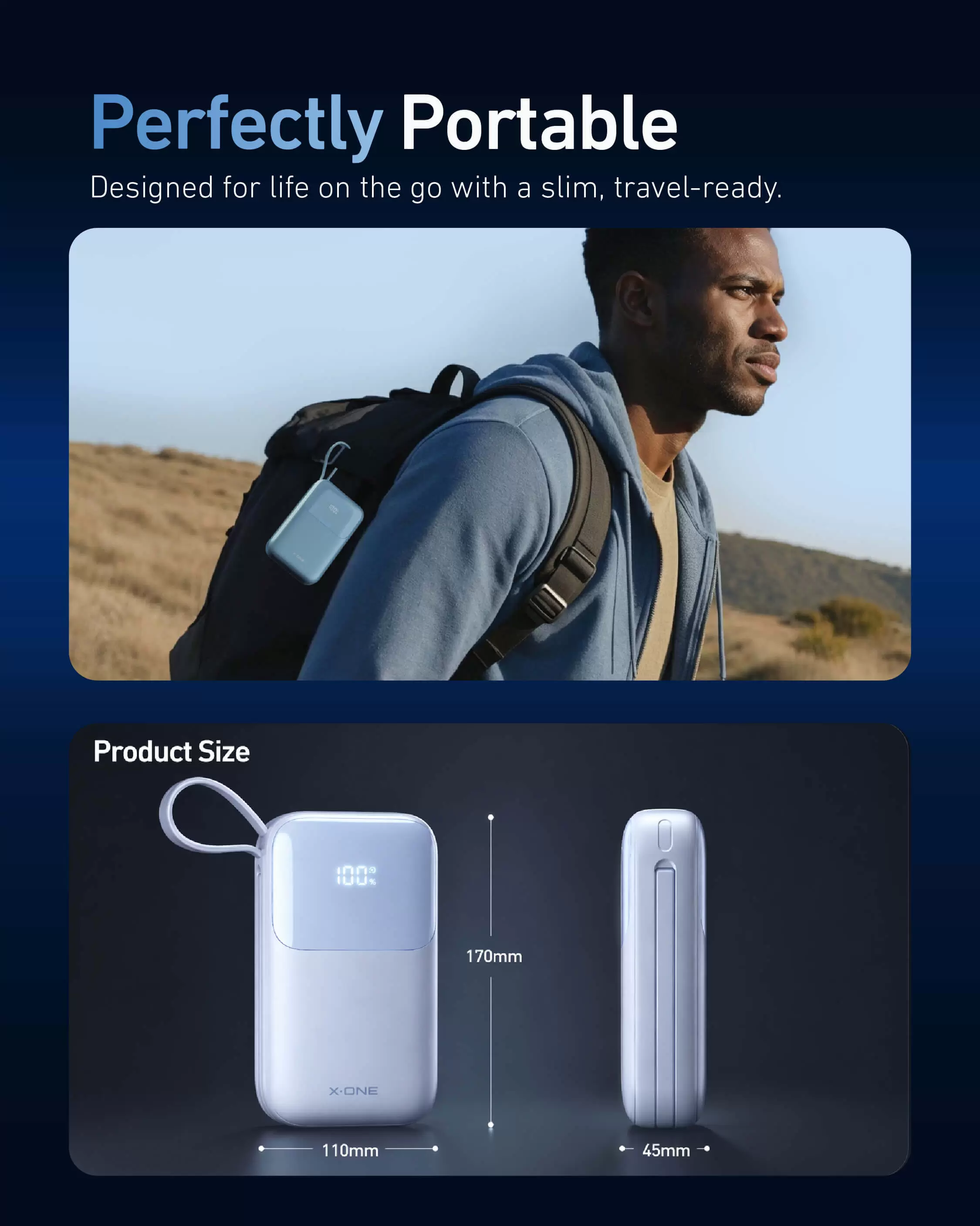 Bater&iacute;a externa Atom Duo de 22,5 W y 10000 mAh