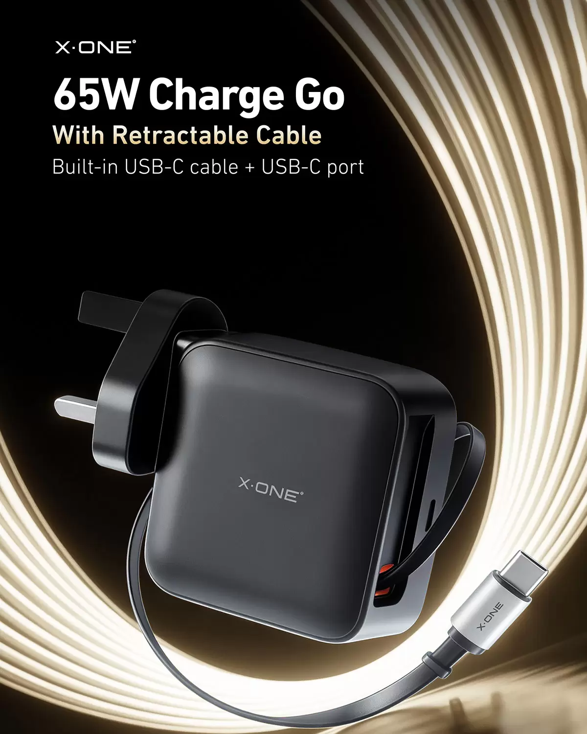 Carga de 65 W, retr&aacute;ctil.