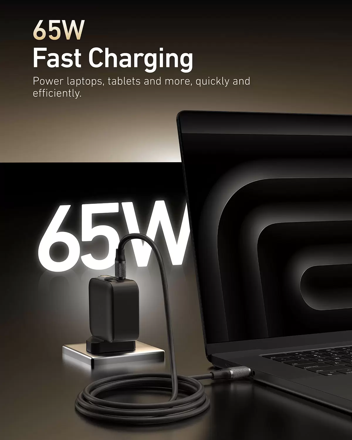 Carga de 65 W, retr&aacute;ctil.
